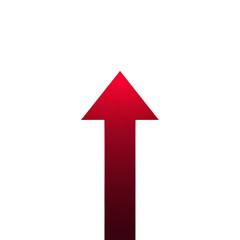 Fototapeta premium A single red arrow with a color gradient pointing upwards, symbolizing growth, progress, and direction on a clean white background