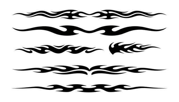 Tribal Ornament Vector Set in Black Silhouette Style