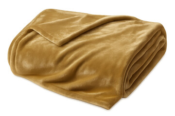 Obraz premium Golden yellow fleece soft blanket folded cozy throw