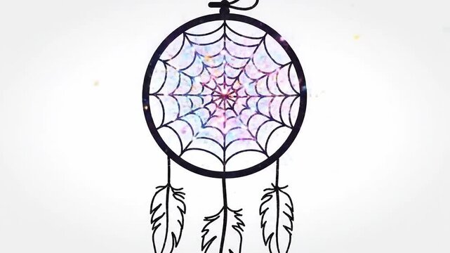 Animated Dreamcatcher Sequence with Subtle Color Shifts and Artistic Flair dreamcatcher illustration