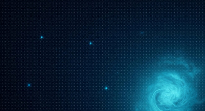 Dark blue cosmic background with glowing stars and nebula space galaxy