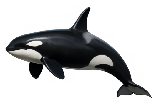 Orca or killer whale, a powerful marine mammal and apex predator, representing ocean wildlife, isolated on a transparent background