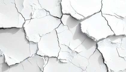 White cracked abstract textured background with deep shadows creating a dramatic surface effect