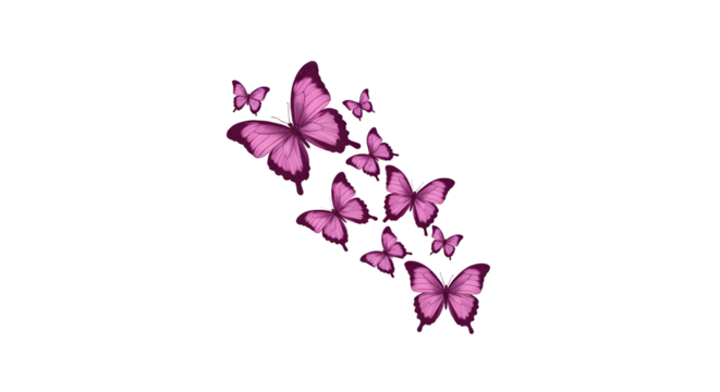 Vibrant flock of delicate pink butterflies gracefully fluttering in a mesmerizing dance, evoking joy and transformation for whimsical designs.