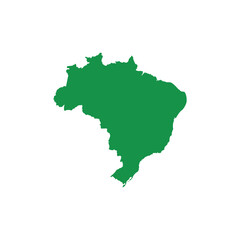 Brazil map silhouette in green. Simple flat vector of Brazil country outline representing geography, travel, or global region concept