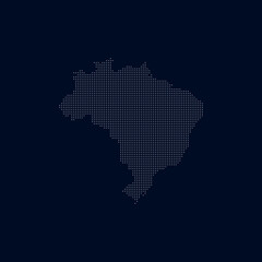 brazil map with dotted halftone design. brasil map vector with dark background, perfect for travel, geography, and political concepts. World maps circle
