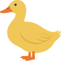 Simple Flat Yellow Duck Standing Illustration Aquatic Bird Icon