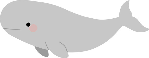 Flat Cute Style Sperm Whale Ocean Mammal Marine Animal Illustration
