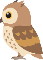 Simple Flat Cartoon Owl Icon Animal Illustration Design Character