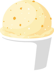 Simple Flat Illustration Ice Cream Scoop in Cup Delicious Dessert