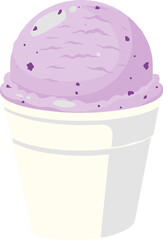 Simple Flat Style Blueberry Ice Cream in Paper Cup Illustration