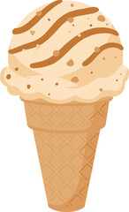 Simple Flat Style Delicious Ice Cream with Cone Dessert Illustration