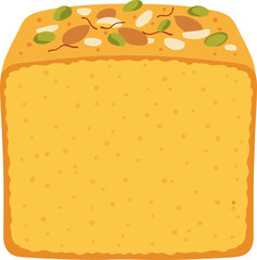Flat Lay Traditional Indian Dessert Sohan Halwa Sweet Food Illustration