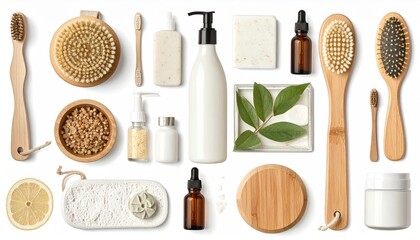 Natural skin care products. Zero waste, eco friendly bathroom and spa accessories