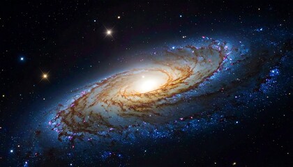 A vibrant spiral galaxy illuminated by starlight and cosmic dust