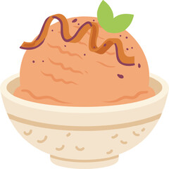 Flat Style Illustration of Peach Cobbler Dessert in a Bowl Design