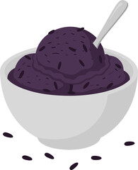 Simple Flat Style Rice Ice Cream Scoop in Bowl Illustration