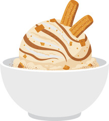 Simple Style Bowl of Ice Cream with Toppings Dessert Sweet