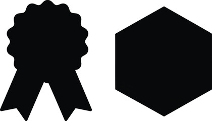 Award ribbon and hexagon silhouette for recognition and achievement vector