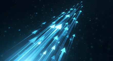 Blue arrows moving upward representing business growth