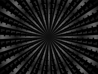 Abstract futuristic dark black background with circular wave design. Realistic 3d wallpaper with modern digital patterns. Perfect background for posters, websites, brochures, banners, apps, etc.