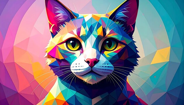 Colorful geometric cat portrait