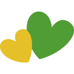 Two Heart Shapes Yellow and Green Side by Side Vector Illustration Graphic Element Transparent Background