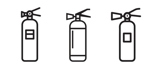 Fire extinguisher icon set, fire safety symbol, emergency equipment vector