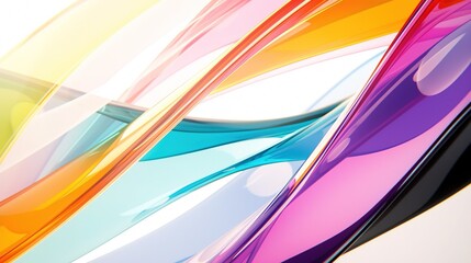 Colorful curved line abstract background: close-up of bright blue, orange, red, green, purple, yellow, black curved lines on white backdrop, soft edges with blurred details + dynamic composition
