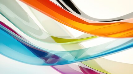 Colorful curved line abstract background: close-up of bright blue, orange, red, green, purple, yellow, black curved lines on white backdrop, soft edges with blurred details + dynamic composition