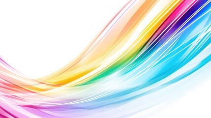 Colorful curved line abstract background: close-up of bright blue, orange, red, green, purple, yellow, black curved lines on white backdrop, soft edges with blurred details + dynamic composition