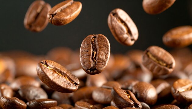 Falling coffee beans
