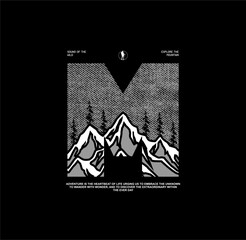 Explore The Mountain design outdoor tee graphic vector illustration