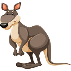 Cartoon Kangaroo In A Standing Pose With Brown And Beige Fur And A Transparent Background