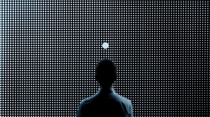 groaned. A precise dot matrix pattern with a single dot deviating from its trajectory. product launch decks, UI/UX mockups, designed for data visualization dashboards and holographic UIs.
