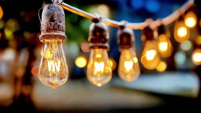 Vintage String Lights: Warm Glow for Outdoor Evening Ambiance