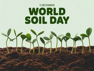 Celebrating world soil day with tiny seedlings emerging from rich earth