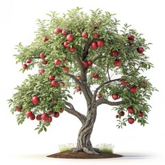 Fototapeta premium Photo of apple tree with red fruits isolated on white background