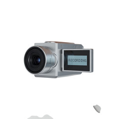 Silver camera recording video lens screen