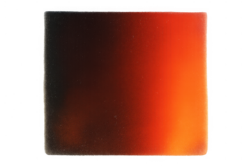 Abstract gradient color changing square with warm orange and brown spectrum creating a glowing effect on transparent background