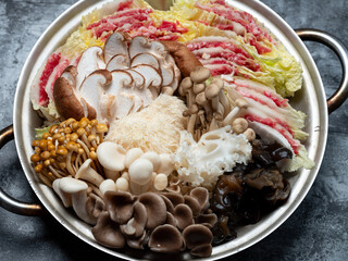 Hot Pot with various mushrooms and vegetables