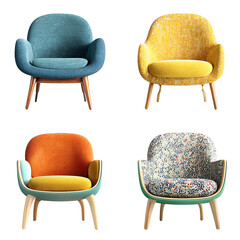 A collection of stylish chairs in vibrant colors for modern interiors.