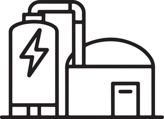 Clean energy biogas plant icon with lightning bolt