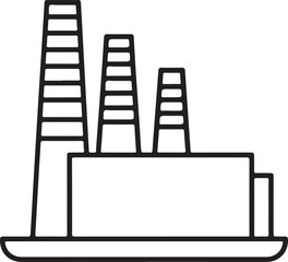 Simple outline drawing of an industrial factory building