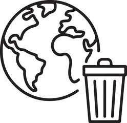 Earth with trash can icon representing pollution