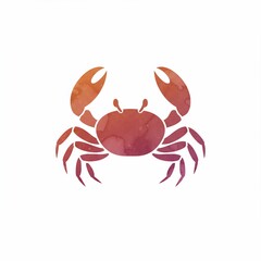 Watercolor illustration of a crab with gradient colors from orange to purple, set against a clean white background
