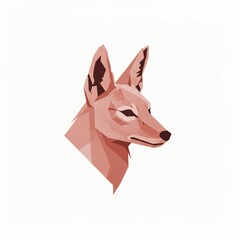 Geometric illustration of a reddish-brown canine head, featuring sharp angles and a minimalist aesthetic. Isolated on white