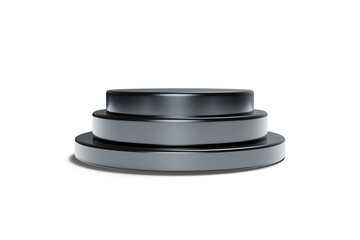 Single-platform black podium for sporting events and awards ceremonies. Display stand.