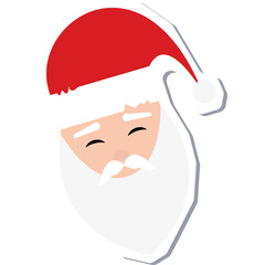 Stylized Flat Color Illustration Of Santa Claus Head With Red Hat White Beard And Closed Eyes And A Subtle Shadow Effect On A Transparent Background Celebrating Christmas Season