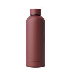 500ml maroon color Reusable Matte Metal Vacuum Bottle Isolated on Transparent Background.